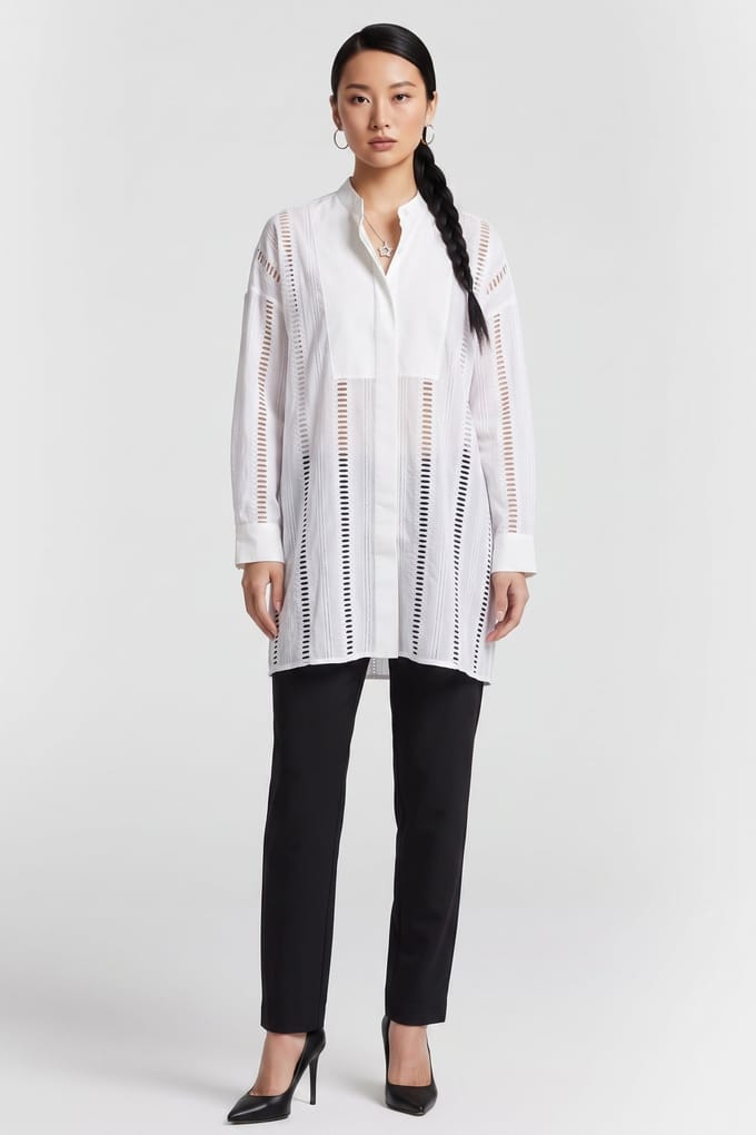 ARKET Haga Broderie Shirt White Größe: 36 | Longsleeves Outlet | Damen | Weiß