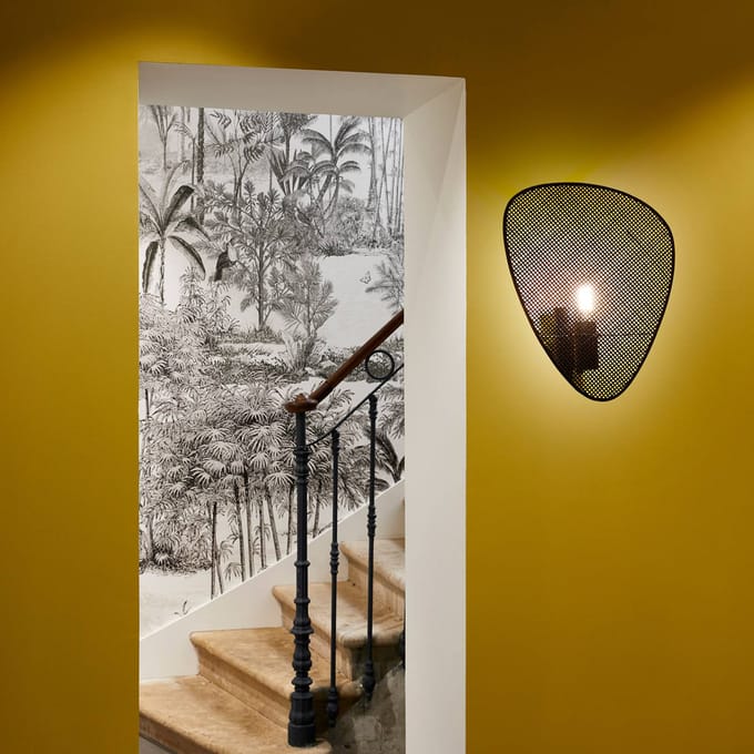 MARKET SET wandlamp Screen, 42 cm hoog, zwart, rotan