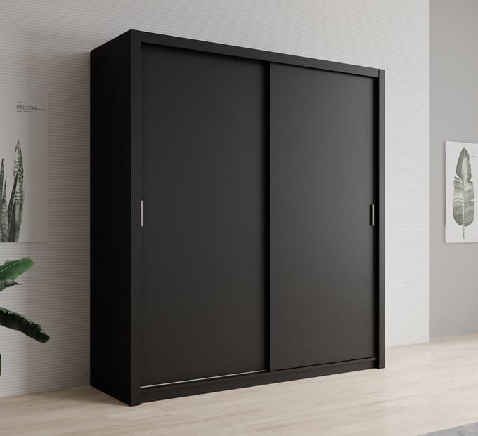 Meubella - Kledingkast Blake - Mat Zwart - 200 cm