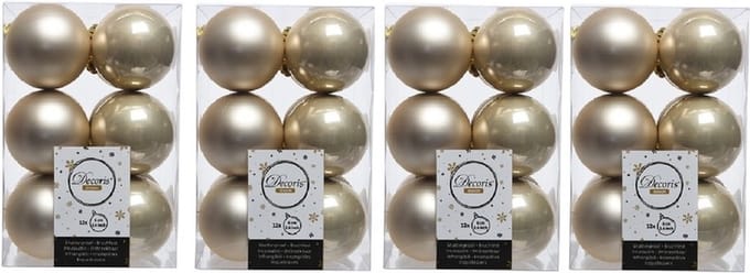 Decoris Kerstballen - 48x - licht parel/champagne - 6 cm - kunststof - mat/glans - kerstversiering - kerst