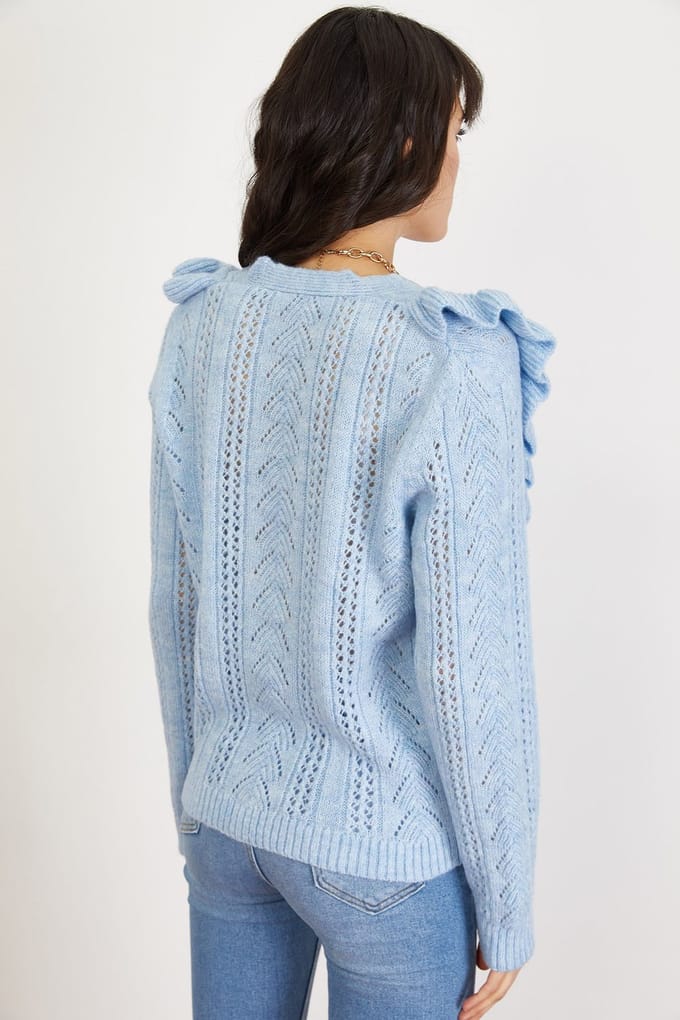Geknoopte Jacquard Patroon Lange Mouw Cardigan