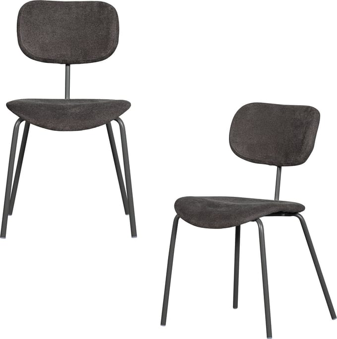 WOOOD Link Eetkamerstoelen - Polyester - Bruin/Grijs - Set van 2