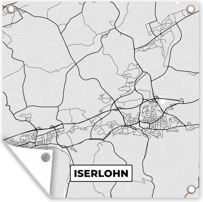 Tuindoek Kaart - Iserlohn - Duitsland - Stadskaart - Plattegrond - 100x100 cm