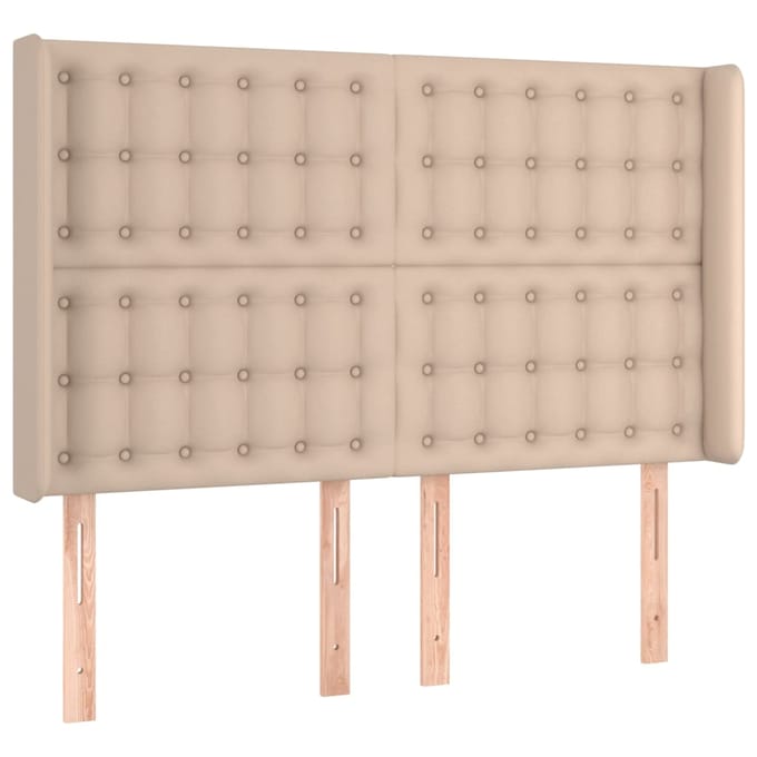 vidaXL - Hoofdbord - LED - 147x16x118/128 - cm - kunstleer - cappuccinokleurig