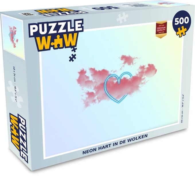 Puzzel Neon hart in de wolken - Legpuzzel - Puzzel 500 stukjes