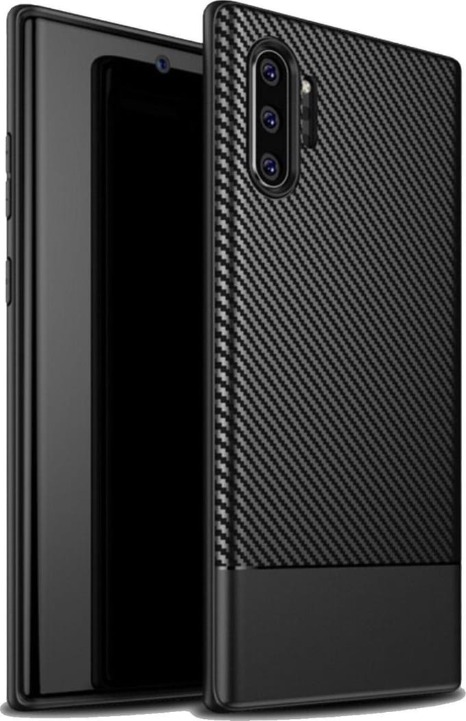 Luxe Carbon Backcover voor Samsung Galaxy Note 10 Pro - Zwart - TPU - Shockproof