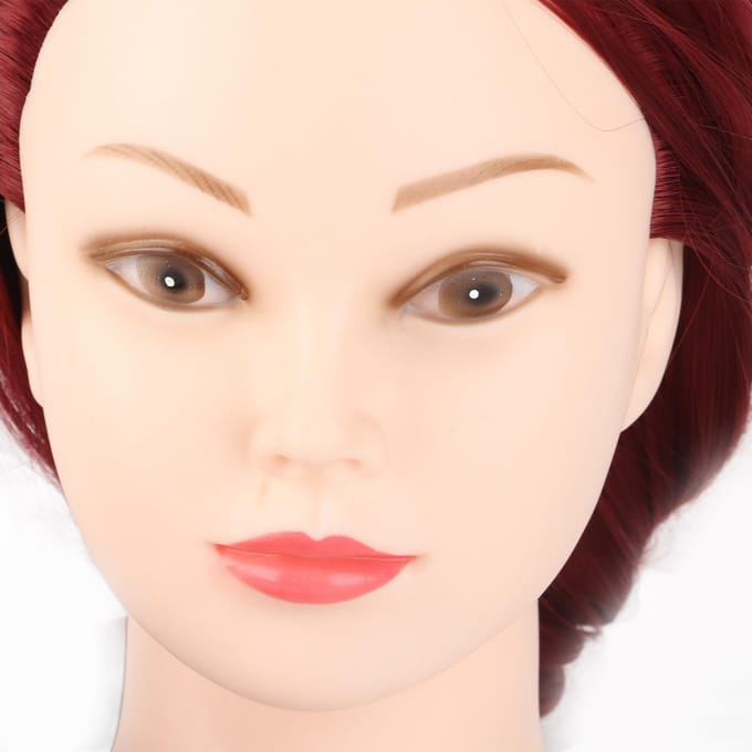 1 stuk 60cm Haar Kappers Oefenmodel Mannequin Dummy Hoofd Met Klem Rood brown