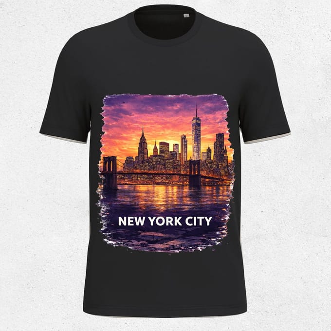 G-TOWN NYC Dusk – T-shirt – Unisex – Maat L – Zwart