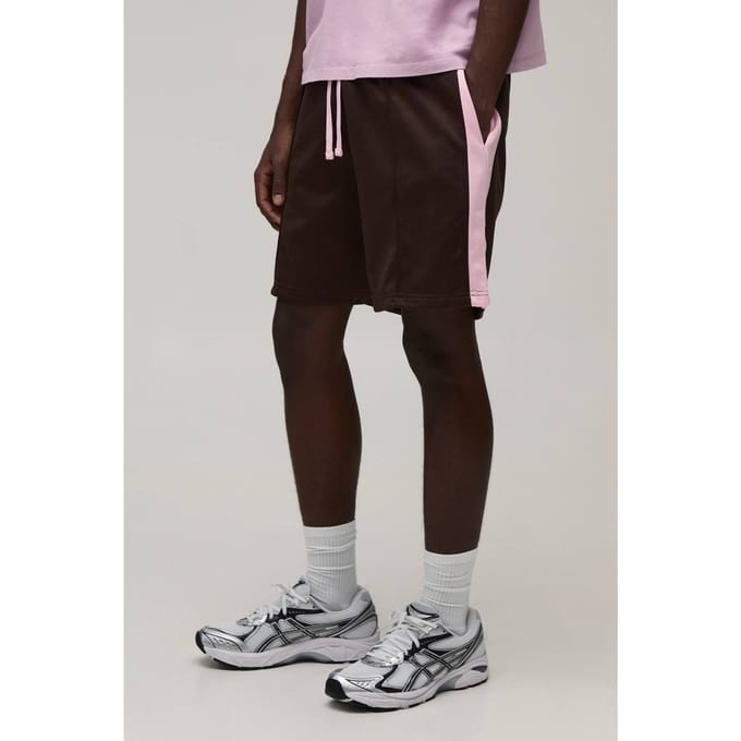 Regular Fit Gestreepte Tricot Jersey Short | Chocolate | Size Small