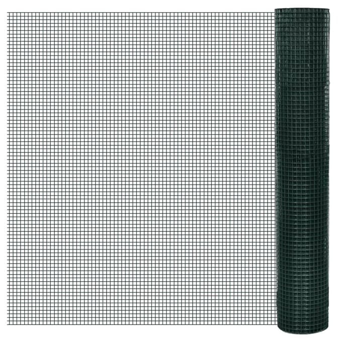 vidaXL - Kippengaas - 25x1 - m - gegalvaniseerd - staal - met - PVC-coating - groen