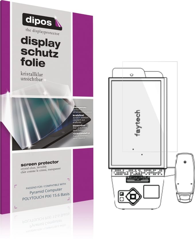 dipos – 2x Beschermfolie geschikt voor Pyramid Computer POLYTOUCH PIXI 15.6 Basis | Krasbestendige & heldere Screenprotector Ultra-Thin