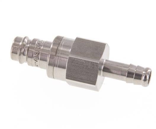 RVS DN 10 Luchtkoppeling Insteeknippel 9 mm Slangpilaar Double Shut-Off