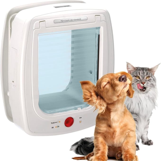 Core® Kattenluik Met Chipherkenning - Kattenluik chip - Kattenluik met Microchip – Wit - 32cm x 27cm x 32cm