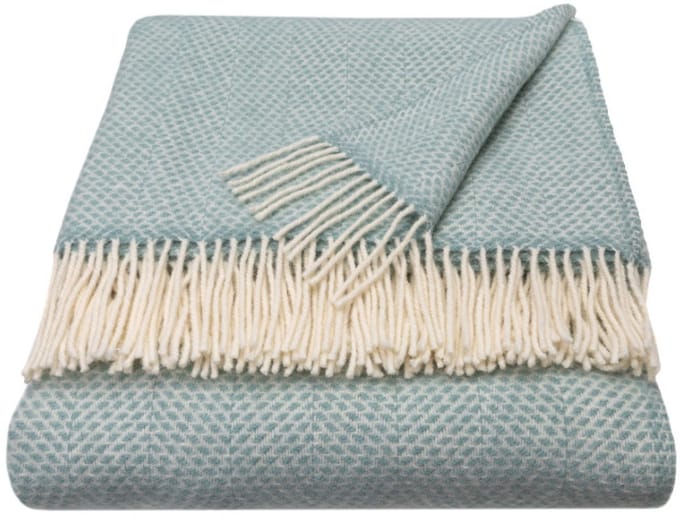 WOOOL Luxury Plaid - BEEHIVE (Ocean) 150x183cm - 100% Wol - Groen