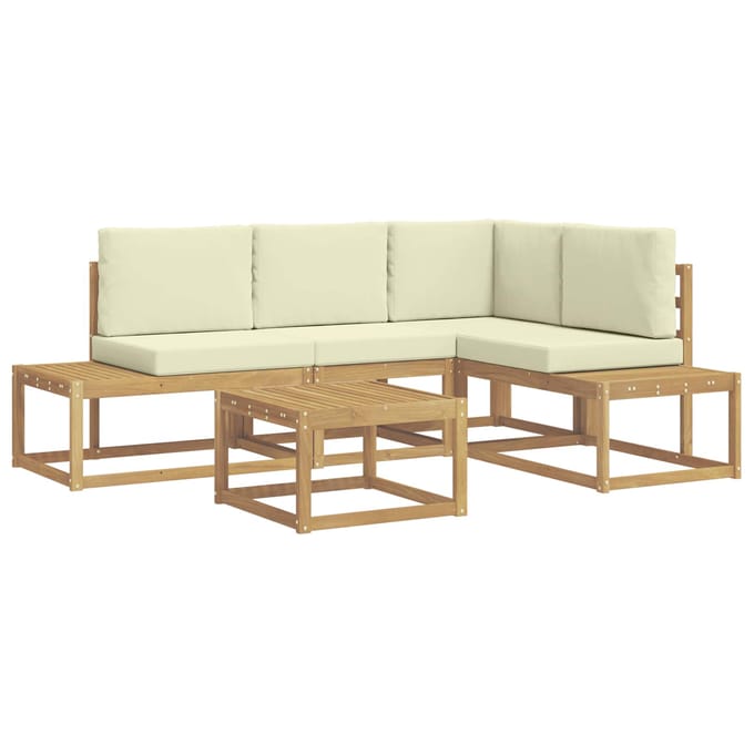vidaXL - Buiten - bank - set - 4 - Stuk - Wit - en - crèmekleurig - Polyester