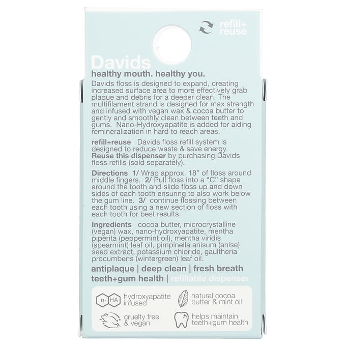 Fil dentaire extensible Davids, menthe, 32,8 m (30m) white