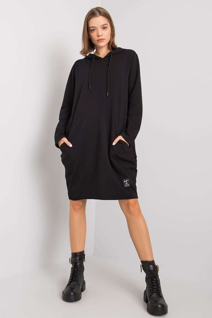 Hooded Lounge Dress - Schwarz / S/M