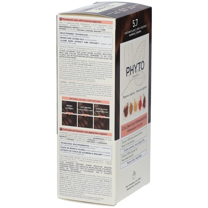 Phytocolor Permanente Haarkleuring 5.7 Chatain Clair Marron Intense En Natuurlijke Kleur