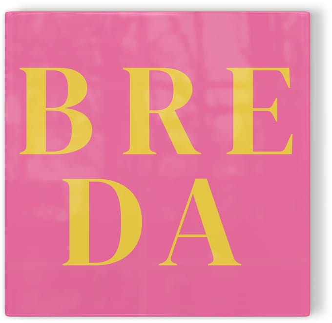 Tegeltje Breda - roze geel - tegeltje stad - tegeltje met tekst