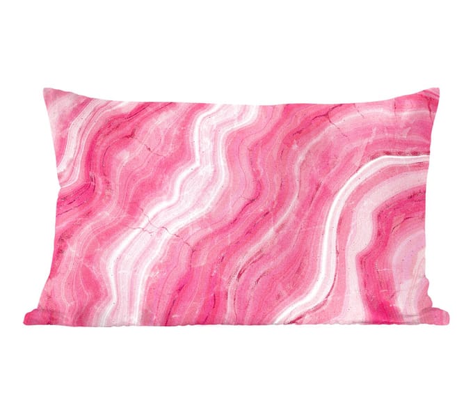 Sierkussens - Kussentjes Woonkamer - 50x30 cm - Agaat geode - Roze - Kristal - Geode