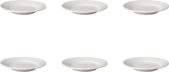 Mammoet - Bord - Brede rand - Budgetline - 18 cm - Wit - Porselein - 6 stuks