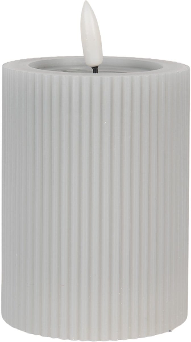 Clayre & Eef LED Kaars Ø 8x13 cm Grijs Wax