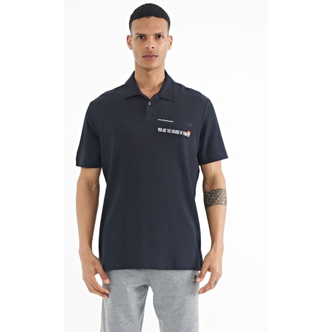 Heren Katoenen Polo T-Shirt Met Tekstprint