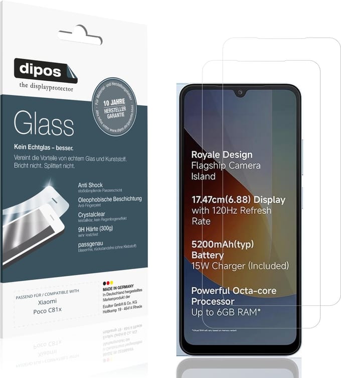 dipos – 2x Pantserfolie geschikt voor Xiaomi Poco C81x | 9H Screenprotector