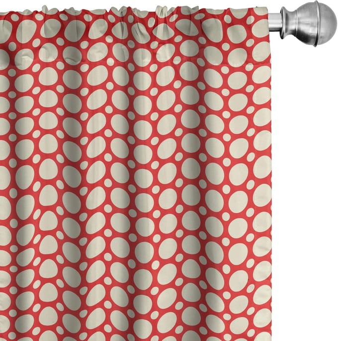 ABAKUHAUS Retro Voorhangen – 2x75x175 cm – microvezel, rood/creme