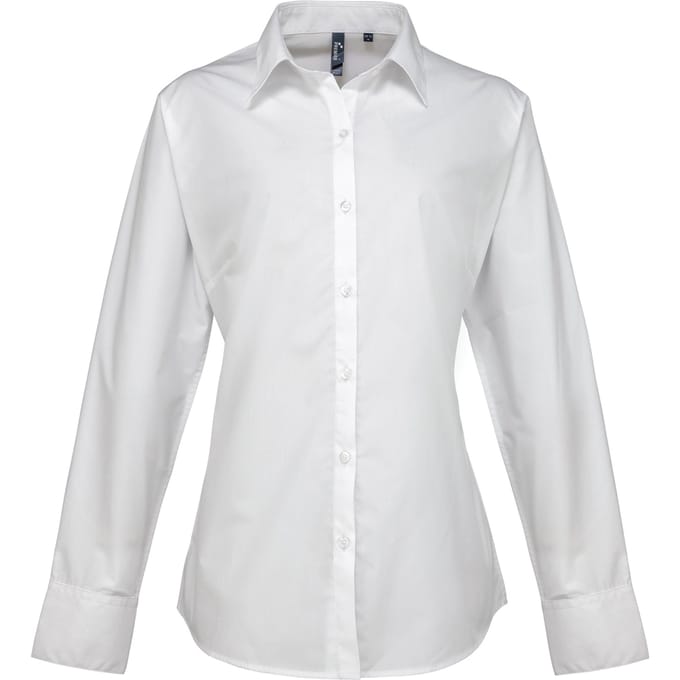 Premier Dames/dames Supreme Heavy Poplin Werkhemd met lange mouwen (Wit)