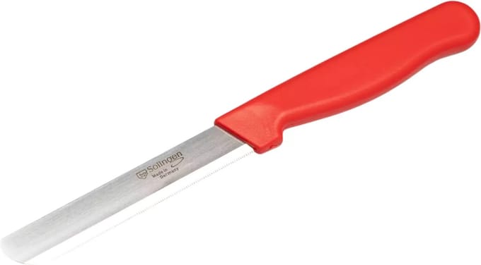 Solingen Tafelmes – Allround Kartelmes – Brede Smeerkant – RVS – 21,5 cm – Rood
