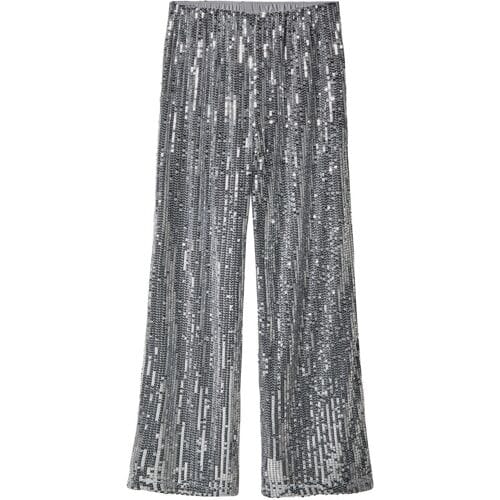 ESMARA Dames broek met pailletten (Zilver, XS (32/34))