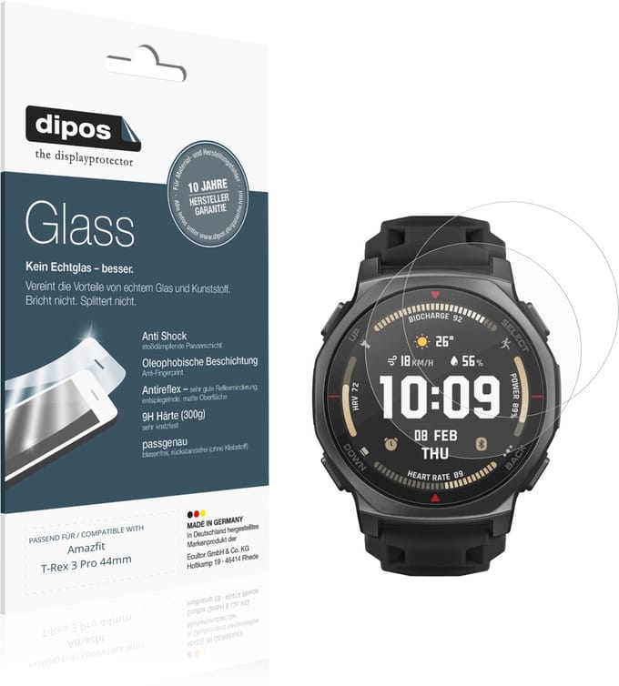 dipos – 2x Matte Pantserfolie geschikt voor Amazfit T-Rex 3 Pro 44mm | 9H Screenprotector