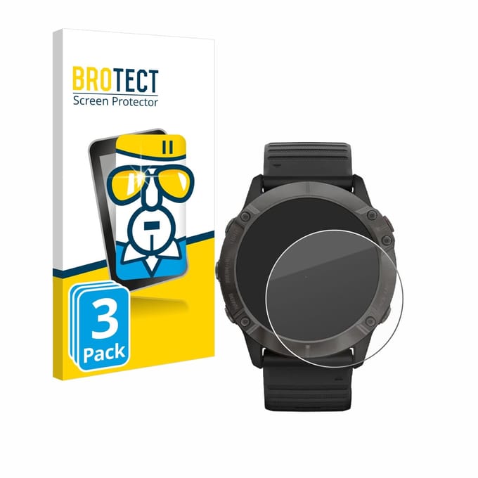 BROTECT - Glas Screenprotector voor Garmin Fenix 6X Pro Solar - Gehard Beschermglas 9H 3 Stuks