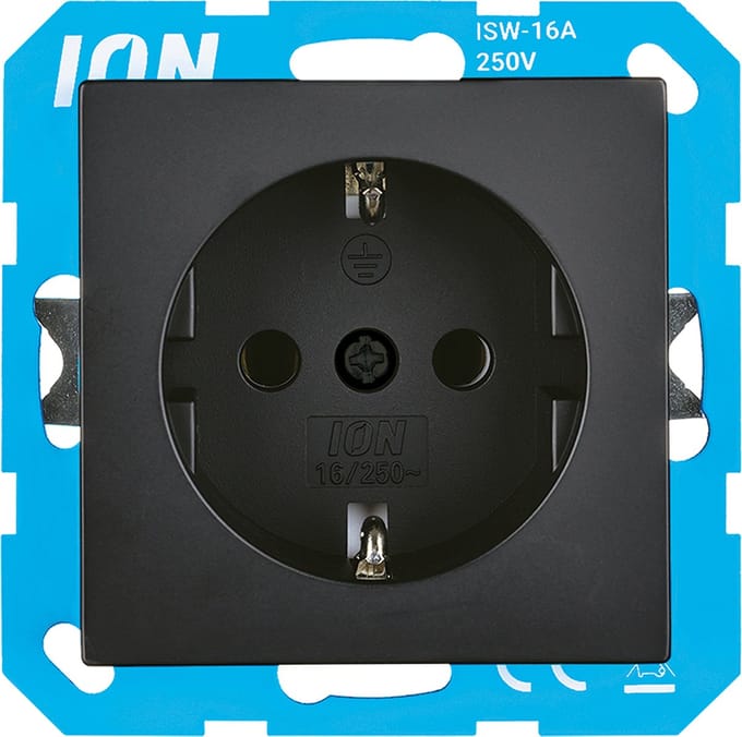 ION Industries - Stopcontact - Mat Zwart | Randaarde & Kinderbeveiliging