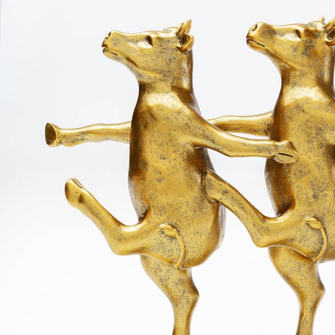 KARE Dansende koeien decoratief beeldje, goudkleurig, polyresin, H 23 cm