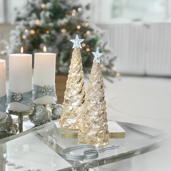 LOBERON Sierboom set van 2 Glitter zilverkleurig/helder