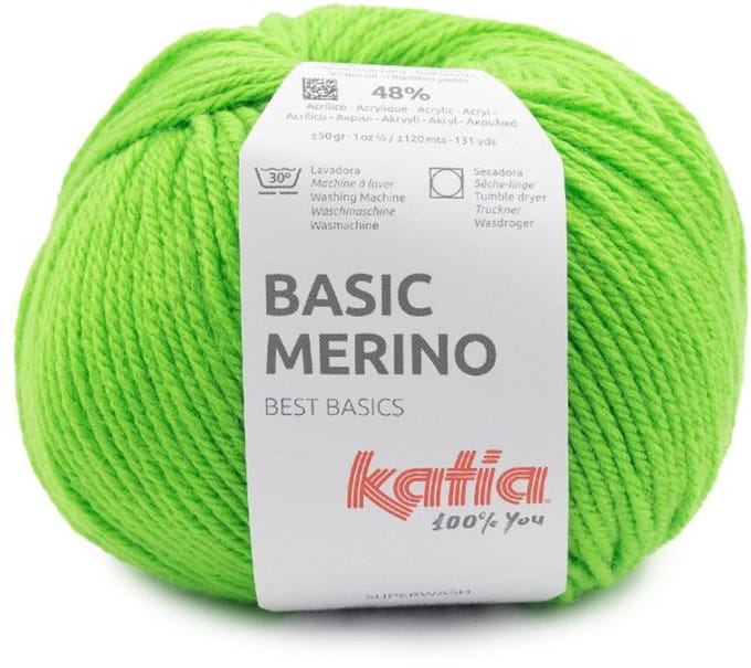 Katia Basic Merino - 95 neon groen - Wol/Acryl Garen