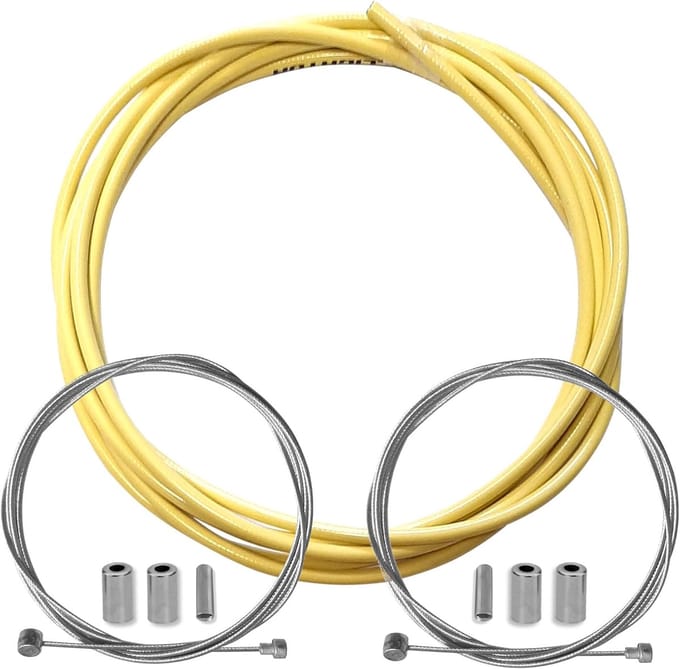 Remkabelset Fiets - Remkabels RVS - Fiets Onderhoud - Teflon Gecoat - 1.7m Kabel - Geel