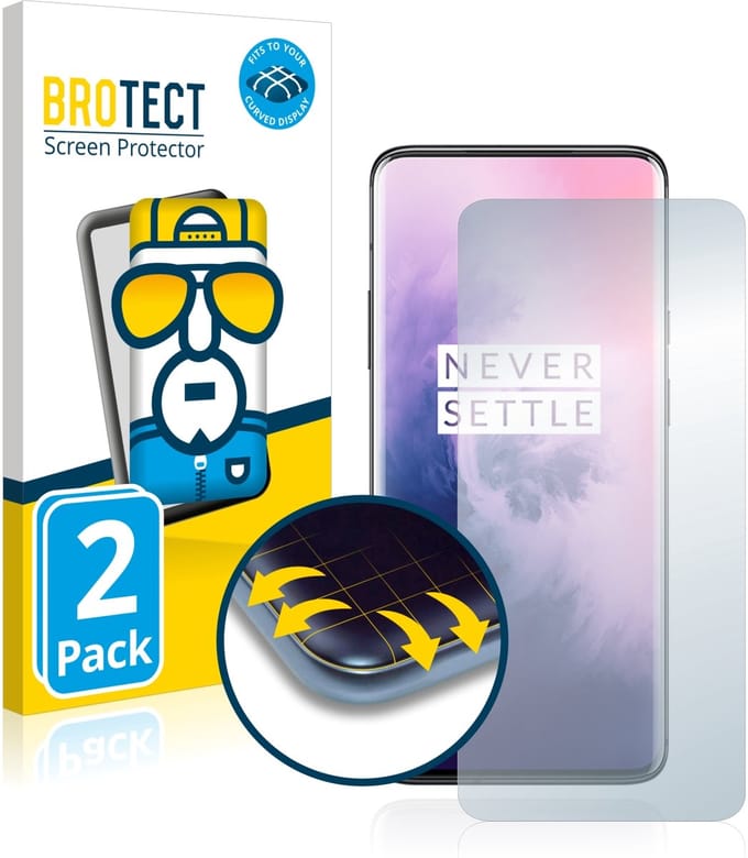 BROTECT - Screenprotector voor OnePlus 7 Pro - Folie Beschermfolie transparant volledig dekking - 2 Stuks