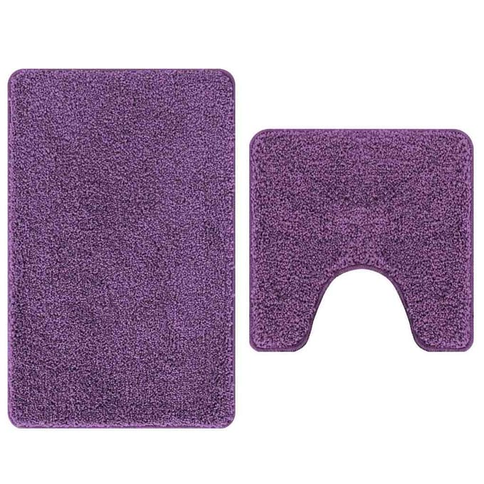 vidaXL - Antislip - Badmat - Set - 2 - st - Paars - 50 - x - 50 - cm - PP