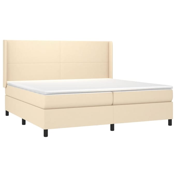 vidaXL - Boxspring - met - matras - stof - crèmekleurig - 200x200 - cm