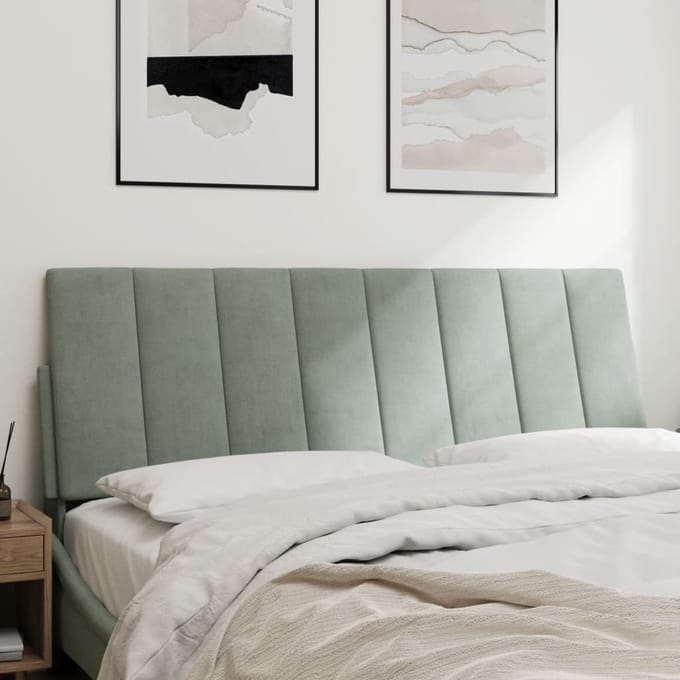 vidaXL - Hoofdbordkussen - "Hanko" - 120 - cm - fluweel - lichtgrijs