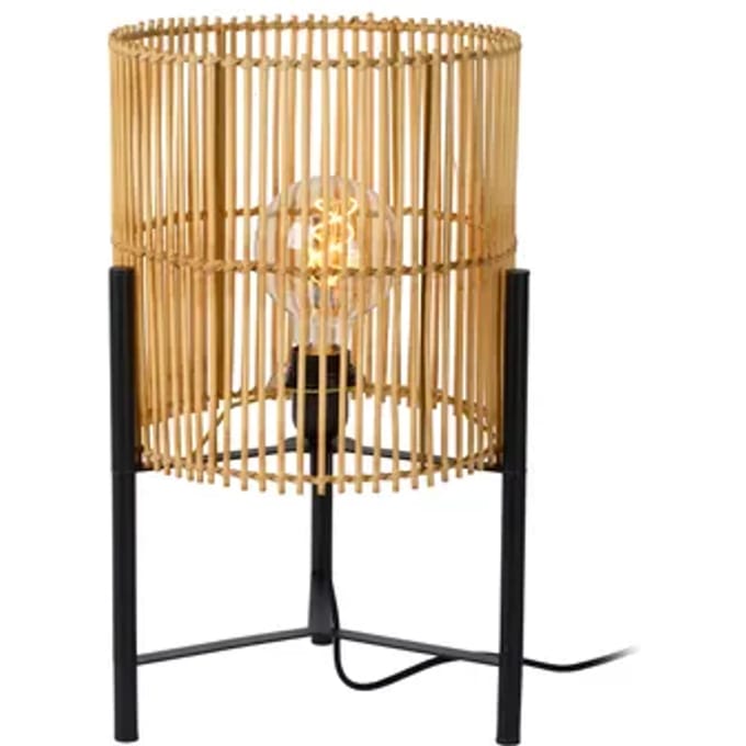 Lucide Tafellamp Jantine Licht Hout Ø30cm E27