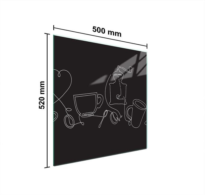 TMK ArtDeko - Beschermplaat van glas - 50x52 cm - Zwart