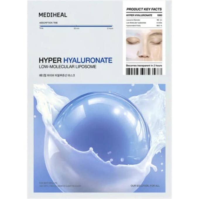 Mediheal Hyper Masque Collagène/Acide Hyaluronique 35g 10 Feuilles (2 possibilités) # Hyaluronic 10 sheets gray