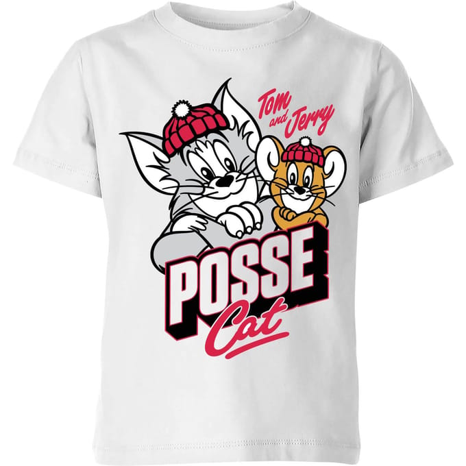 Tom and Jerry Posse Cat Kinder T-shirt - Wit - 146/152 (11-12 jaar)