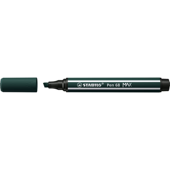 STABILO Pen 68 MAX - Fibre-tip Pen with Thick Chisel Tip - Earth Green