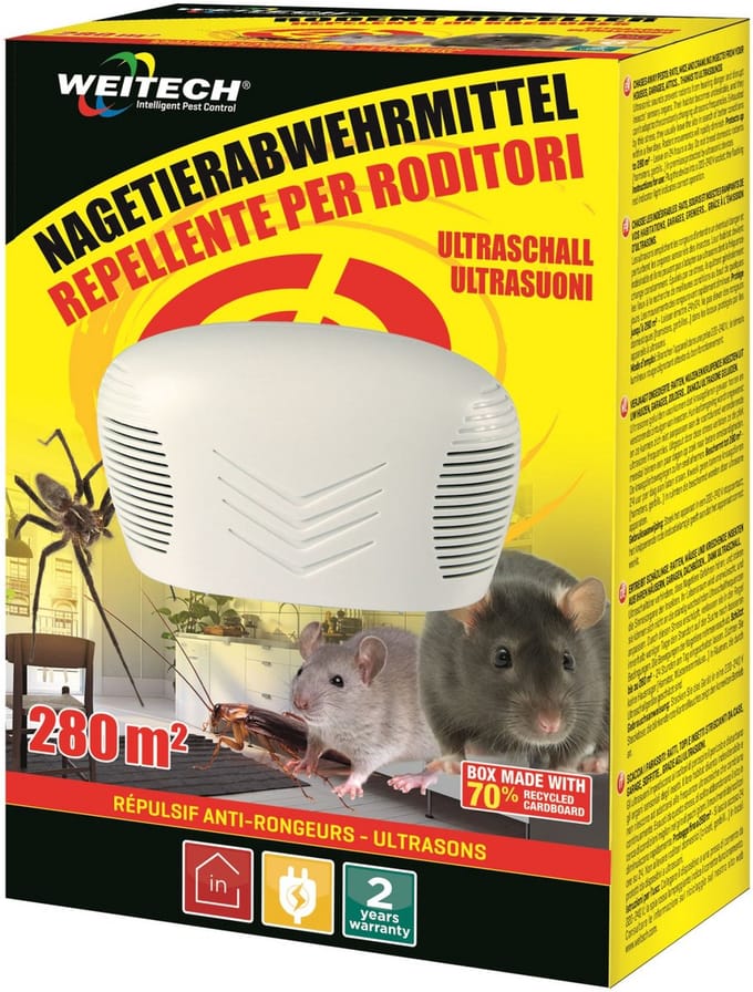 Weitech WK0300 Ongedierteverjager - 280 m² - Instelbare frequentie - 2 Speakers