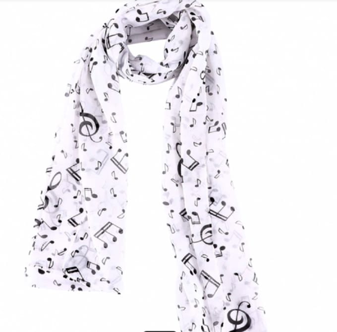 Shawl- Muziek - Wit - Charme Bijoux